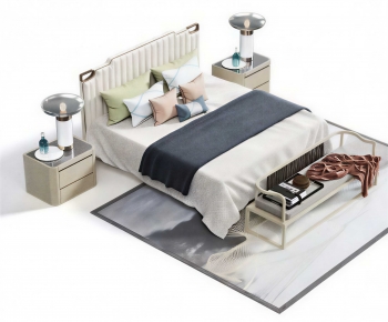 New Chinese Style Double Bed-ID:628438005