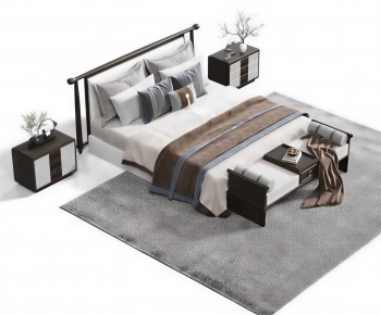 New Chinese Style Double Bed-ID:882735976