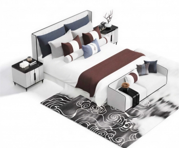 New Chinese Style Double Bed-ID:296958923