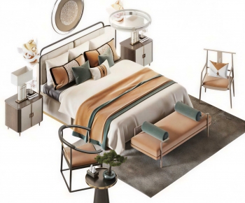 New Chinese Style Double Bed-ID:625221976