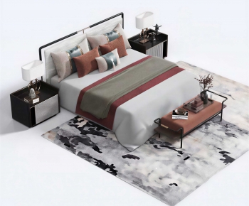 New Chinese Style Double Bed-ID:403249035