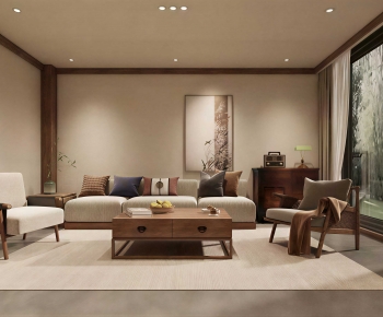 New Chinese Style A Living Room-ID:487871895