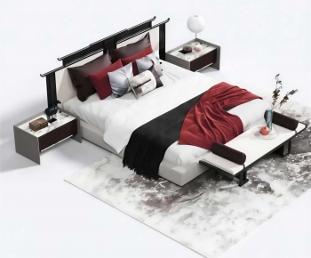 New Chinese Style Double Bed-ID:556741004