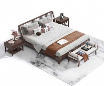 New Chinese Style Double Bed-ID:801711134