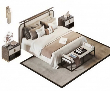 New Chinese Style Double Bed-ID:831904899