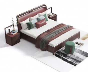New Chinese Style Double Bed-ID:295593029
