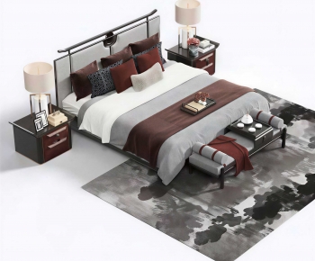 New Chinese Style Double Bed-ID:411571037