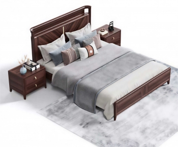 New Chinese Style Double Bed-ID:752054939