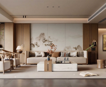 New Chinese Style A Living Room-ID:955657961