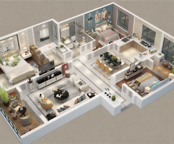 Modern A Bird's-eye View Of Home Decoration-ID:268001086