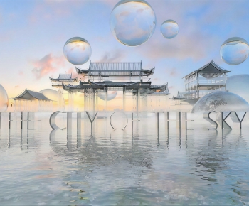 New Chinese Style Ancient Architectural Buildings-ID:347999101