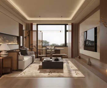 New Chinese Style A Living Room-ID:603887089