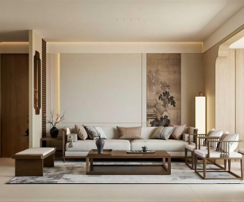 New Chinese Style A Living Room-ID:649770028