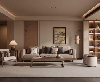 New Chinese Style A Living Room-ID:191757923