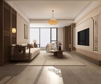 New Chinese Style A Living Room-ID:902515892