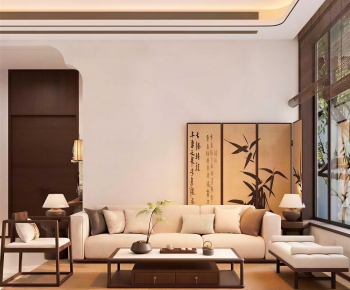 New Chinese Style A Living Room-ID:646003961