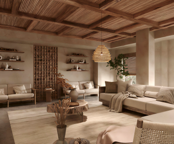 Wabi-sabi Style A Living Room-ID:917687895