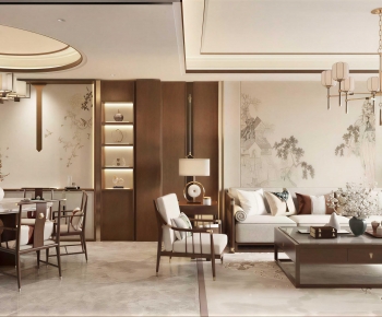 New Chinese Style A Living Room-ID:728108912