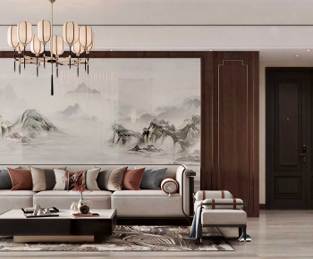 New Chinese Style A Living Room-ID:103616003