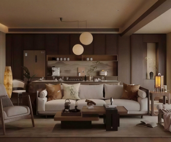 New Chinese Style A Living Room-ID:964803932