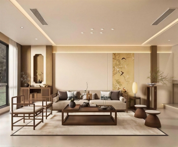 New Chinese Style A Living Room-ID:663630016