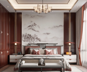 New Chinese Style Bedroom-ID:447810895