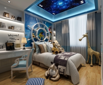 Mediterranean Style Boy's Room And Son's Room-ID:674014097
