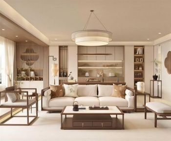 New Chinese Style A Living Room-ID:719649085