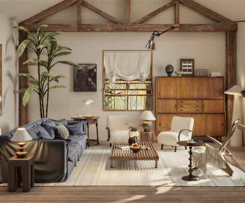 现代中古风客厅-3132150