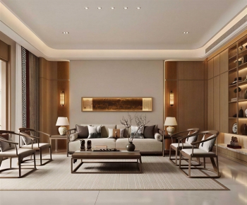 New Chinese Style A Living Room-ID:883851054