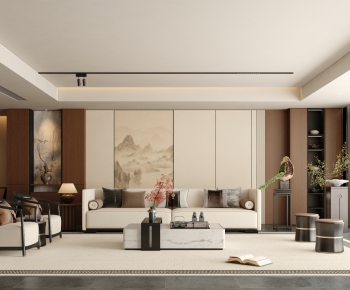 New Chinese Style A Living Room-ID:658447989