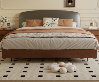 Wabi-sabi Style Double Bed-ID:345405102