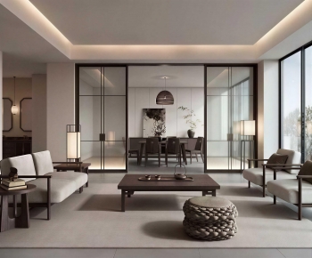 New Chinese Style A Living Room-ID:723470939