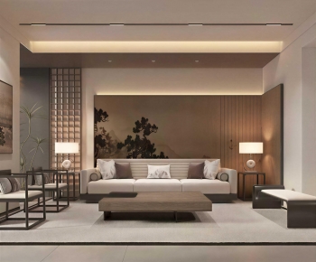 New Chinese Style A Living Room-ID:512336023