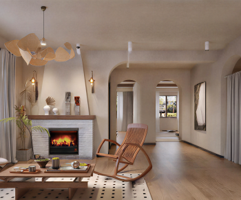 Wabi-sabi Style A Living Room-ID:400213006