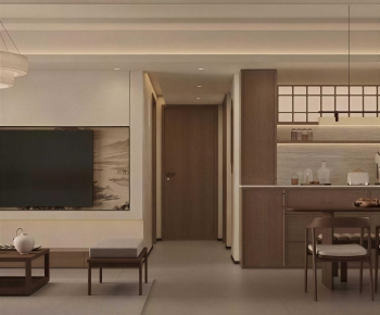 New Chinese Style A Living Room-ID:884176977