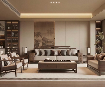 New Chinese Style A Living Room-ID:635021929