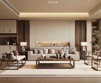 New Chinese Style A Living Room-ID:848407987