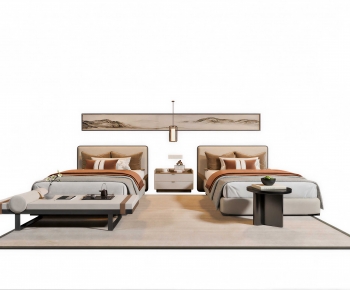 New Chinese Style Single Bed-ID:591640003