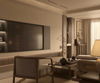 New Chinese Style A Living Room-ID:442740921