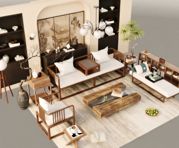 New Chinese Style Sofa Combination-ID:104273088