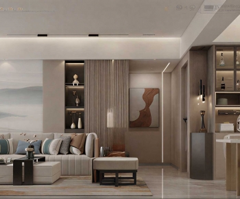 New Chinese Style A Living Room-ID:448285108