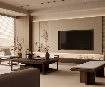 New Chinese Style A Living Room-ID:374538945