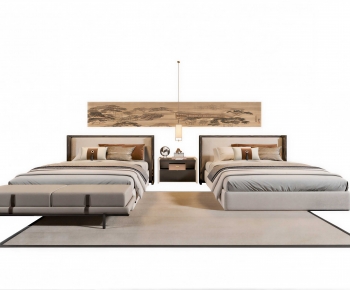 New Chinese Style Single Bed-ID:140983108