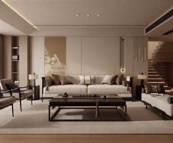 New Chinese Style A Living Room-ID:458921917