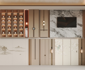 New Chinese Style TV Wall-ID:936944968