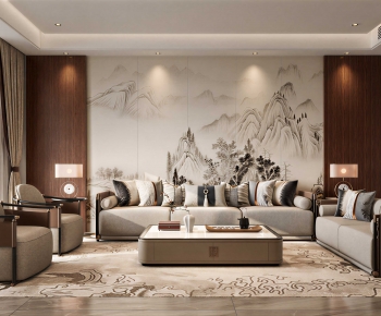 New Chinese Style A Living Room-ID:772700072