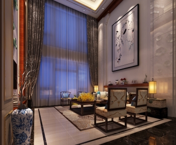 New Chinese Style A Living Room-ID:904623997