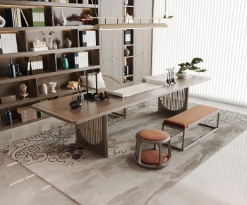 New Chinese Style Computer Desk And Chair-ID:414724113