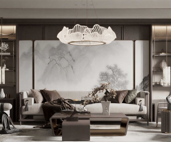 New Chinese Style A Living Room-ID:398250103